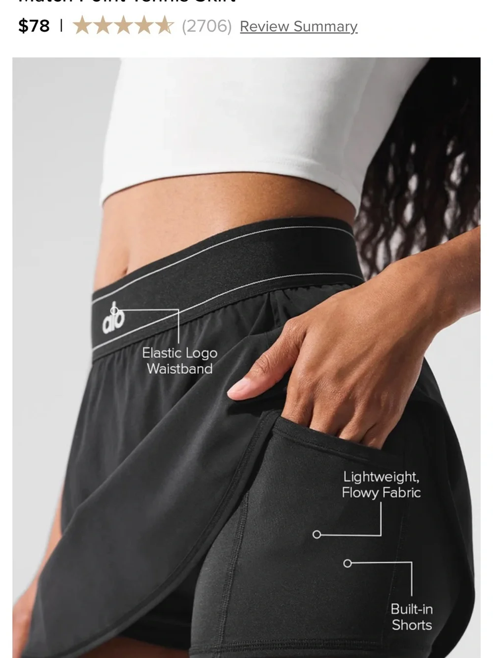 ALO Yoga Match Point Tennis Skirt size Small
